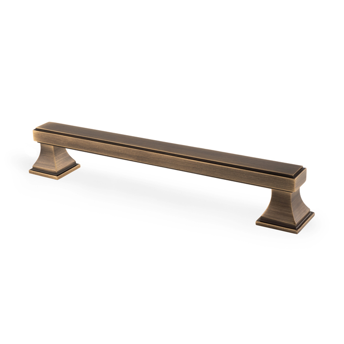 Jesper Square Cupboard Pull Handle - Antique Brass -160mm Centres