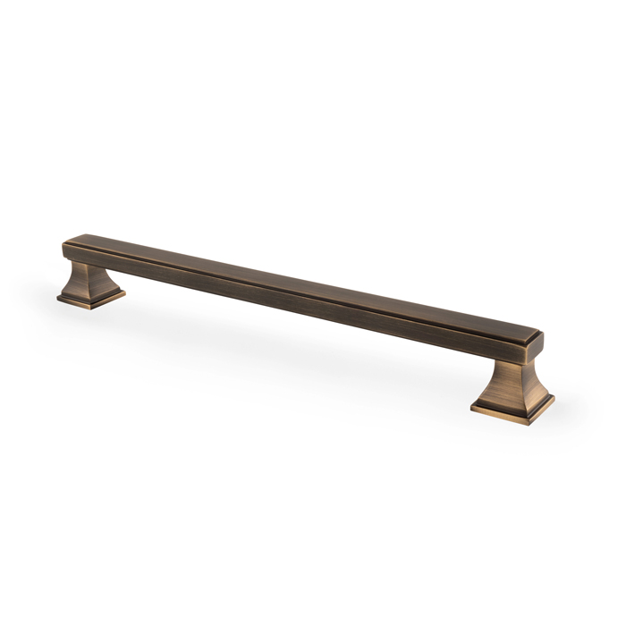 Jesper Square Cupboard Pull Handle - Antique Brass -224mm Centres