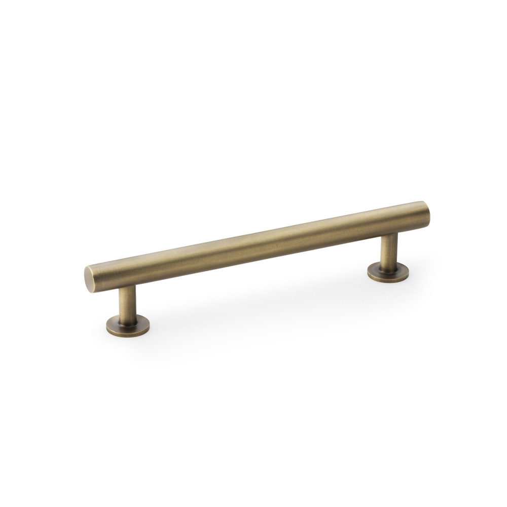 Alexander & Wilks Round T-Bar Cabinet Pull Handle - Antique Brass - Centres 128mm