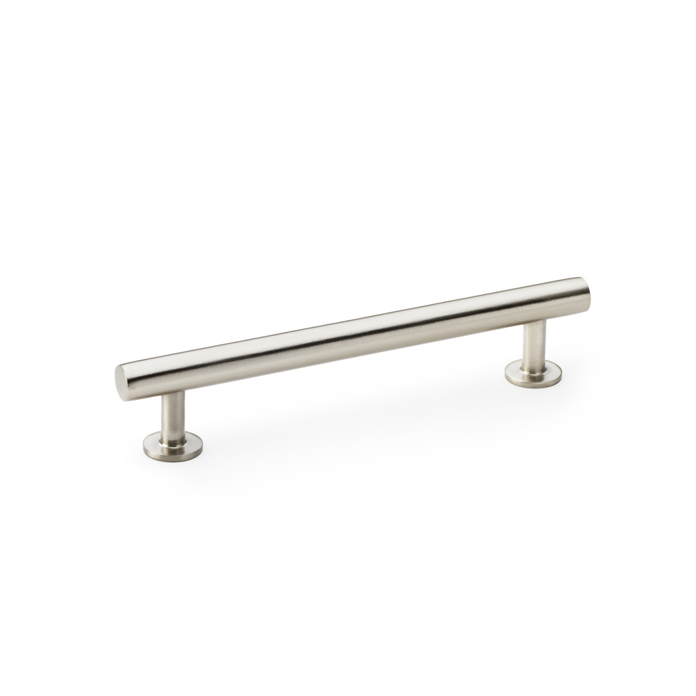 Alexander & Wilks Round T-Bar Cabinet Pull Handle - Satin Nickel - Centres 128mm
