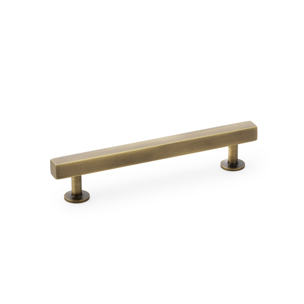 Alexander & Wilks Square T-Bar Cabinet Pull Handle - Antique Brass - Centres 128mm