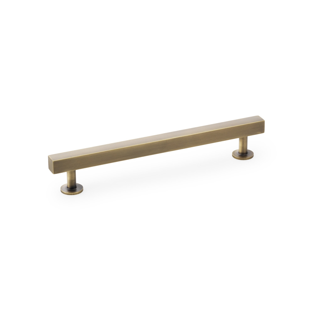 Alexander & Wilks Square T-Bar Cabinet Pull Handle - Antique Brass - Centres 160mm
