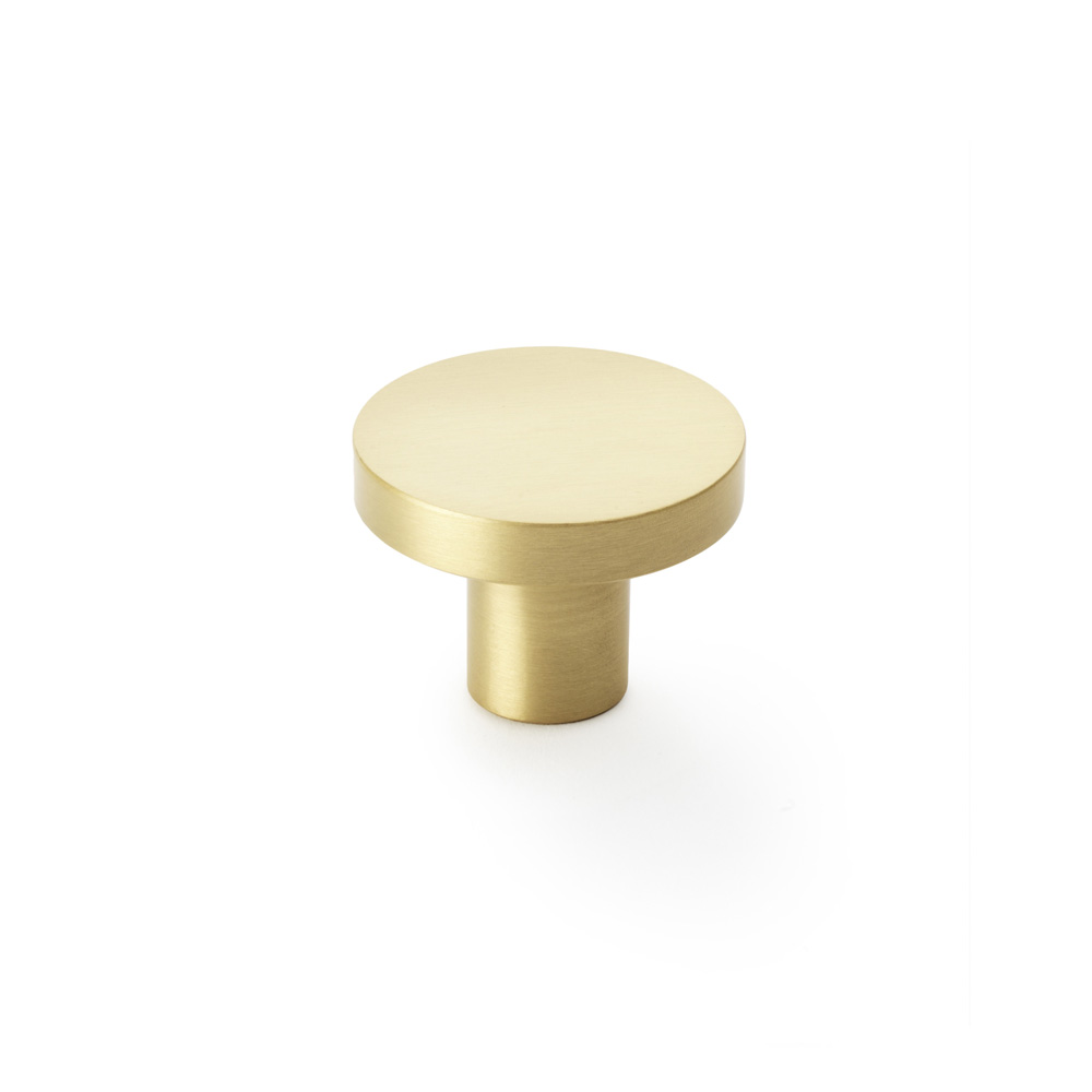 Alexander & Wilks Hanover Plain Cupboard Knob - Satin Brass - Knob 38mm