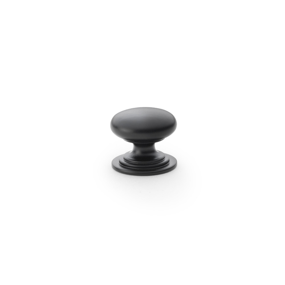 Alexander & Wilks Waltz Round Cupboard Knob on Stepped Rose - Black - 25mm