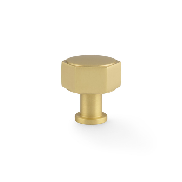 Vesper Hex Cabinet Knob - Satin Brass - 33mm