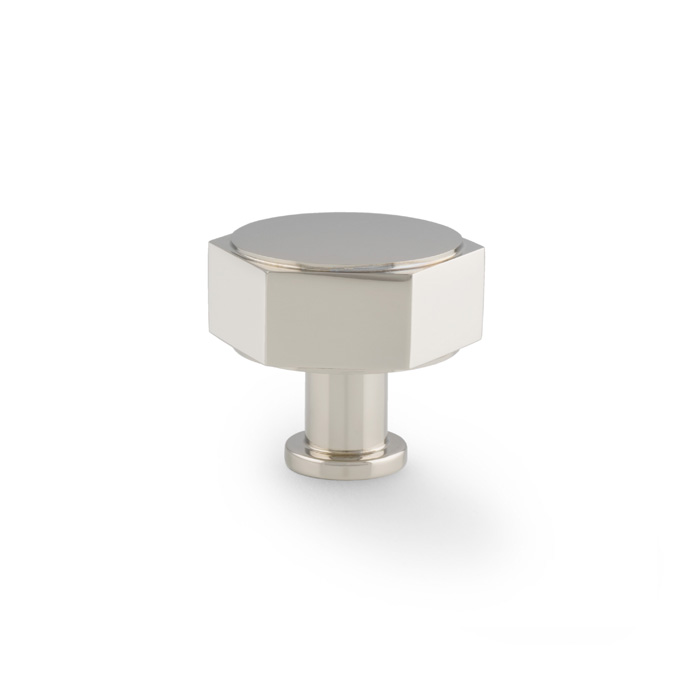 Vesper Hex Cabinet Knob - Polished Nickel - 40mm