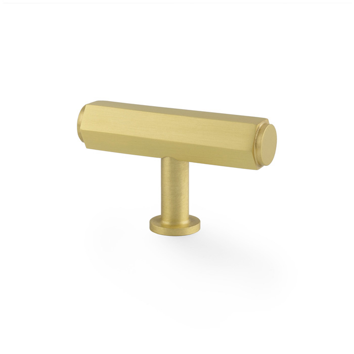 Vesper Hex T-Bar Cabinet Knob - Satin Brass