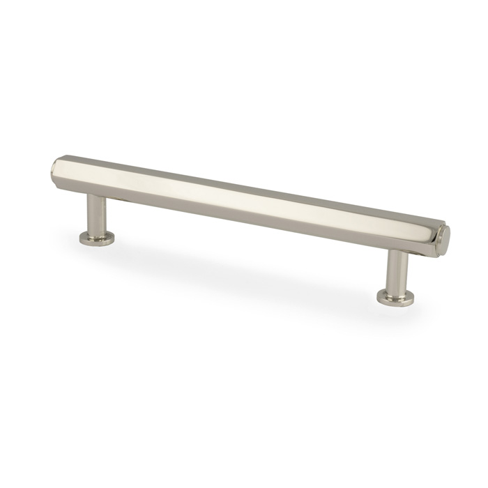 Vesper Hex T-Bar Cabinet Pull-Polished Nickel-128mm C/C