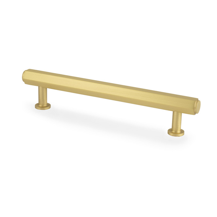 Vesper Hex T-Bar Cabinet Pull-Satin Brass-128mm C/C