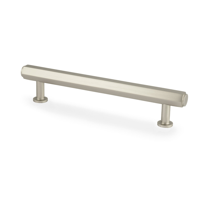 Vesper Hex T-Bar Cabinet Pull-Satin Nickel-128mm C/C