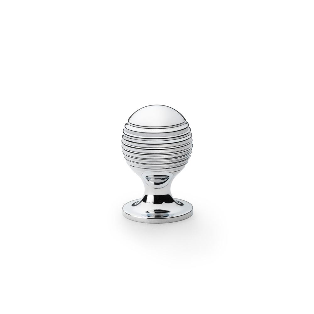 Alexander & Wilks Caesar Cupboard Knob on Round Rose - Polished Chrome - 25mm