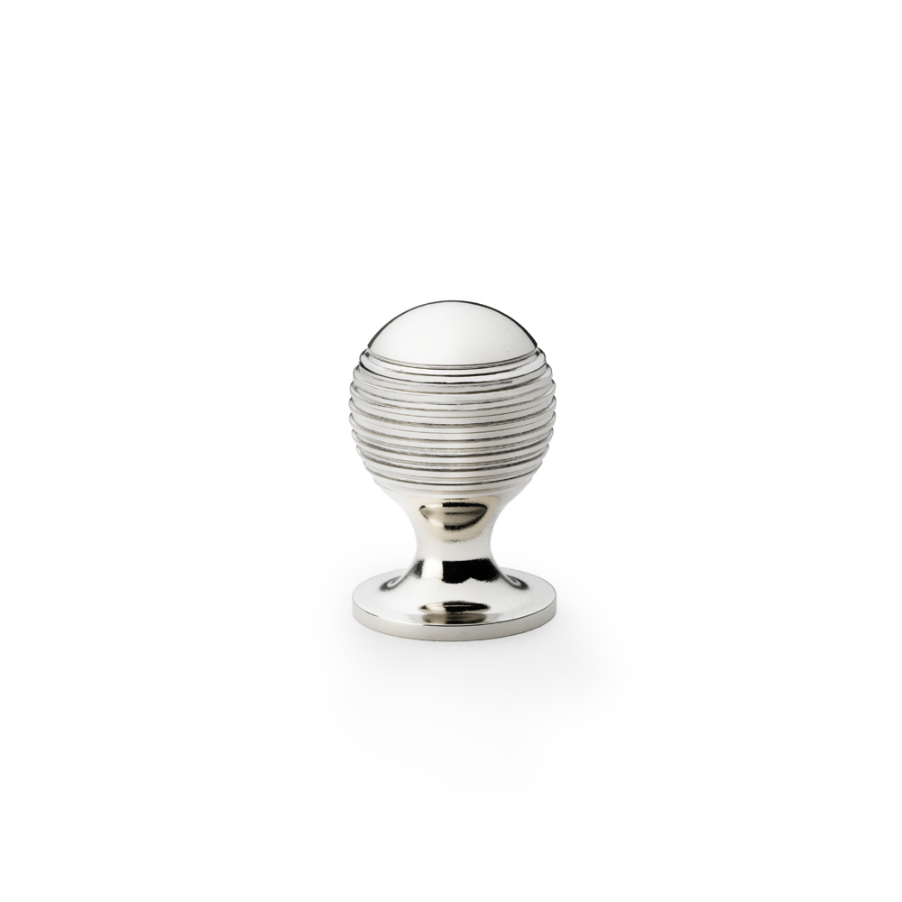 Alexander & Wilks Caesar Cupboard Knob on Round Rose - Polished Nickel - 25mm