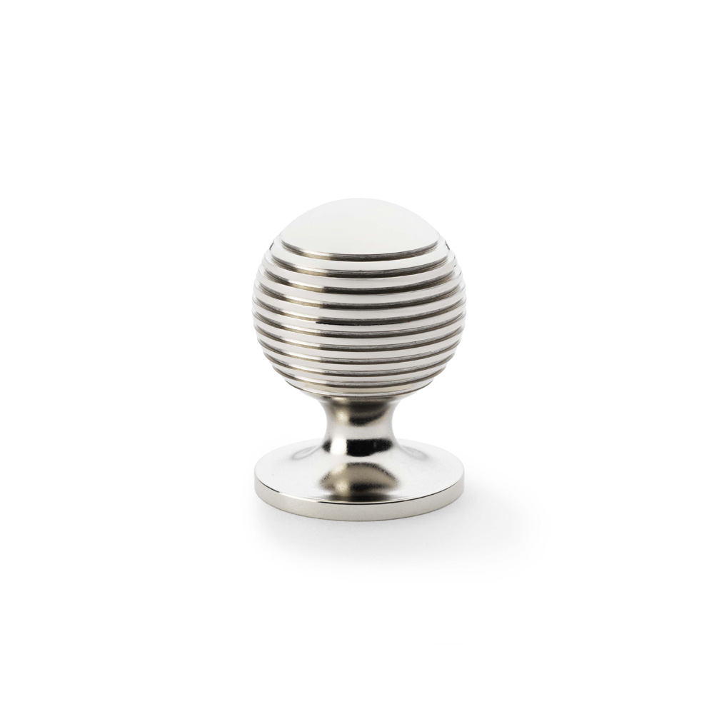 Alexander & Wilks Caesar Cupboard Knob on Round Rose - Polished Nickel - 32mm