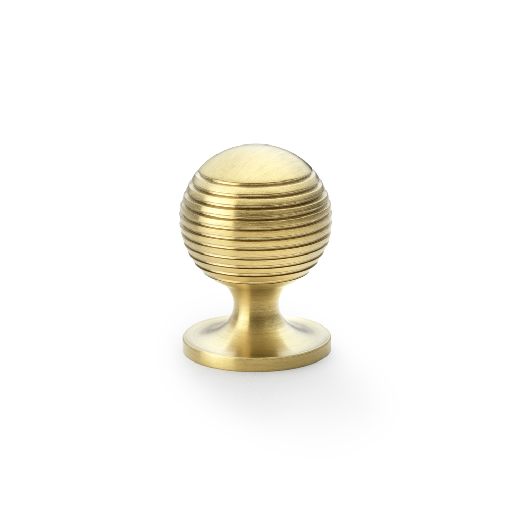 Alexander & Wilks Caesar Cupboard Knob on Round Rose - Satin Brass PVD - 32mm