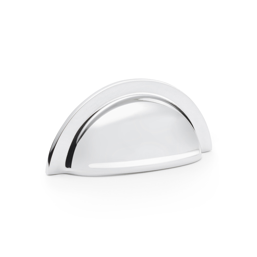 Alexander & Wilks Bardom Ridged Cabinet Cup Pull - Polished Chrome