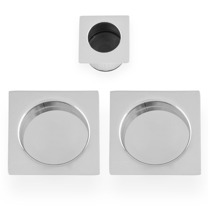 Square sliding door pull kit-Polished Chrome