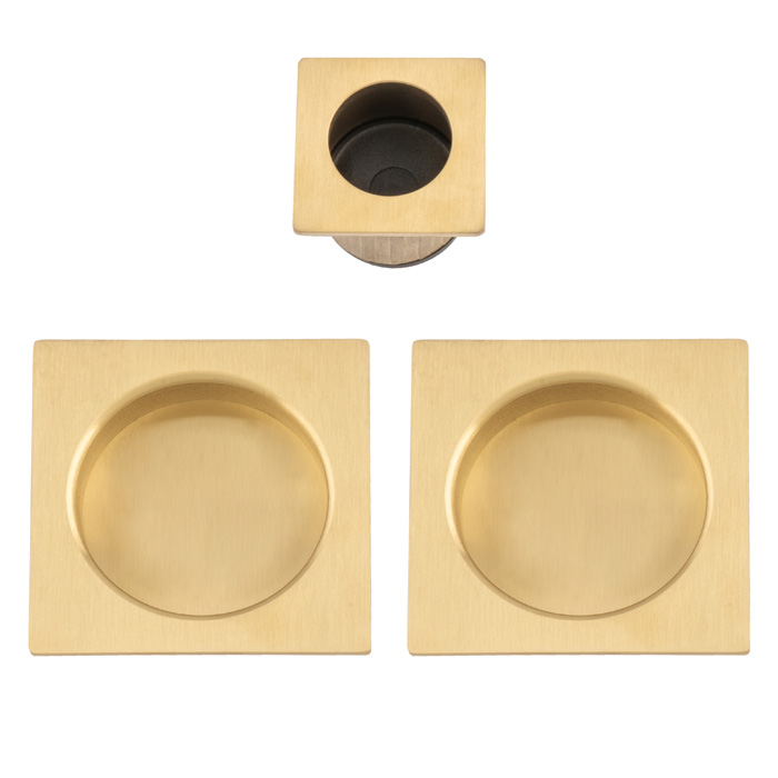 Square sliding door pull kit-Satin Brass PVD