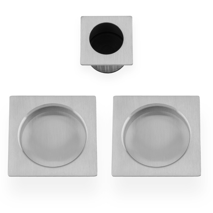 Square sliding door pull kit-Satin Chrome