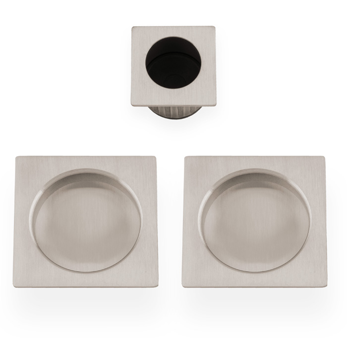 Square sliding door pull kit-Satin Nickel