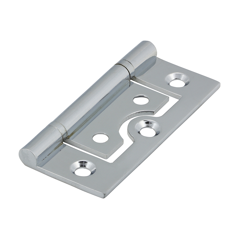 PLAIN BEARING FLUSH HINGE - POLISHED CHROME - 75MM