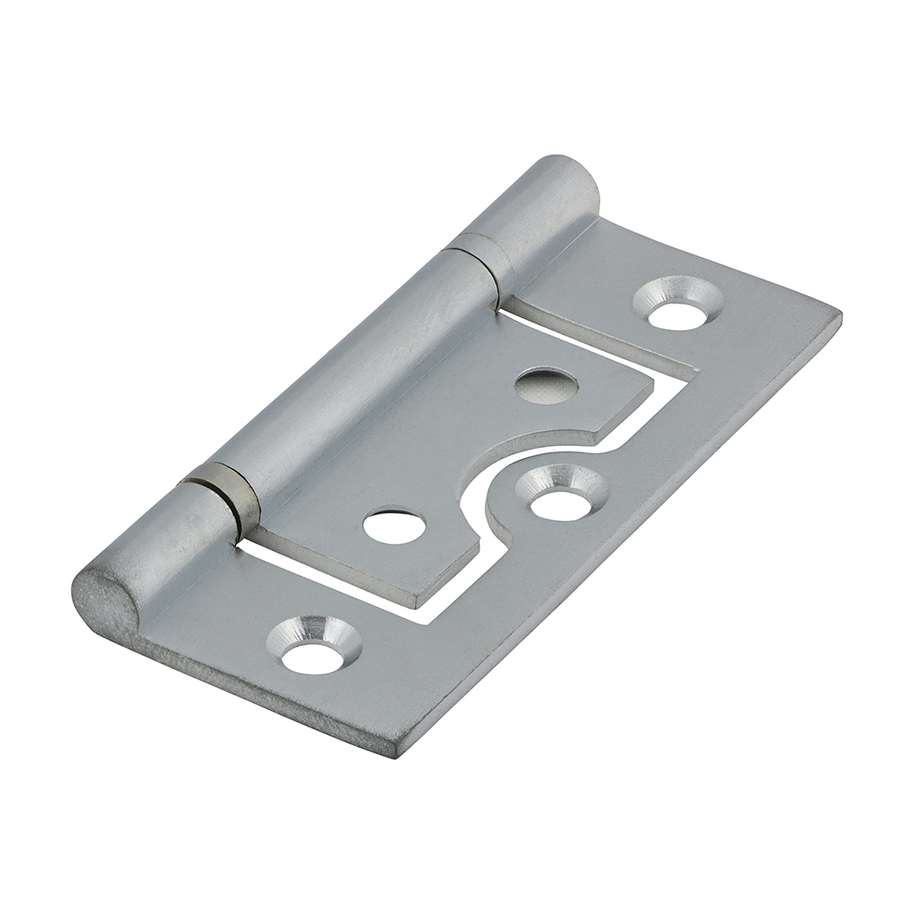 PLAIN BEARING FLUSH HINGE - SATIN CHROME - 75MM