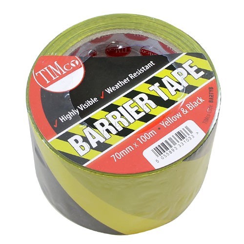 BLACK & YELLOW 70MM X 100MTR NON-ADHESIVE