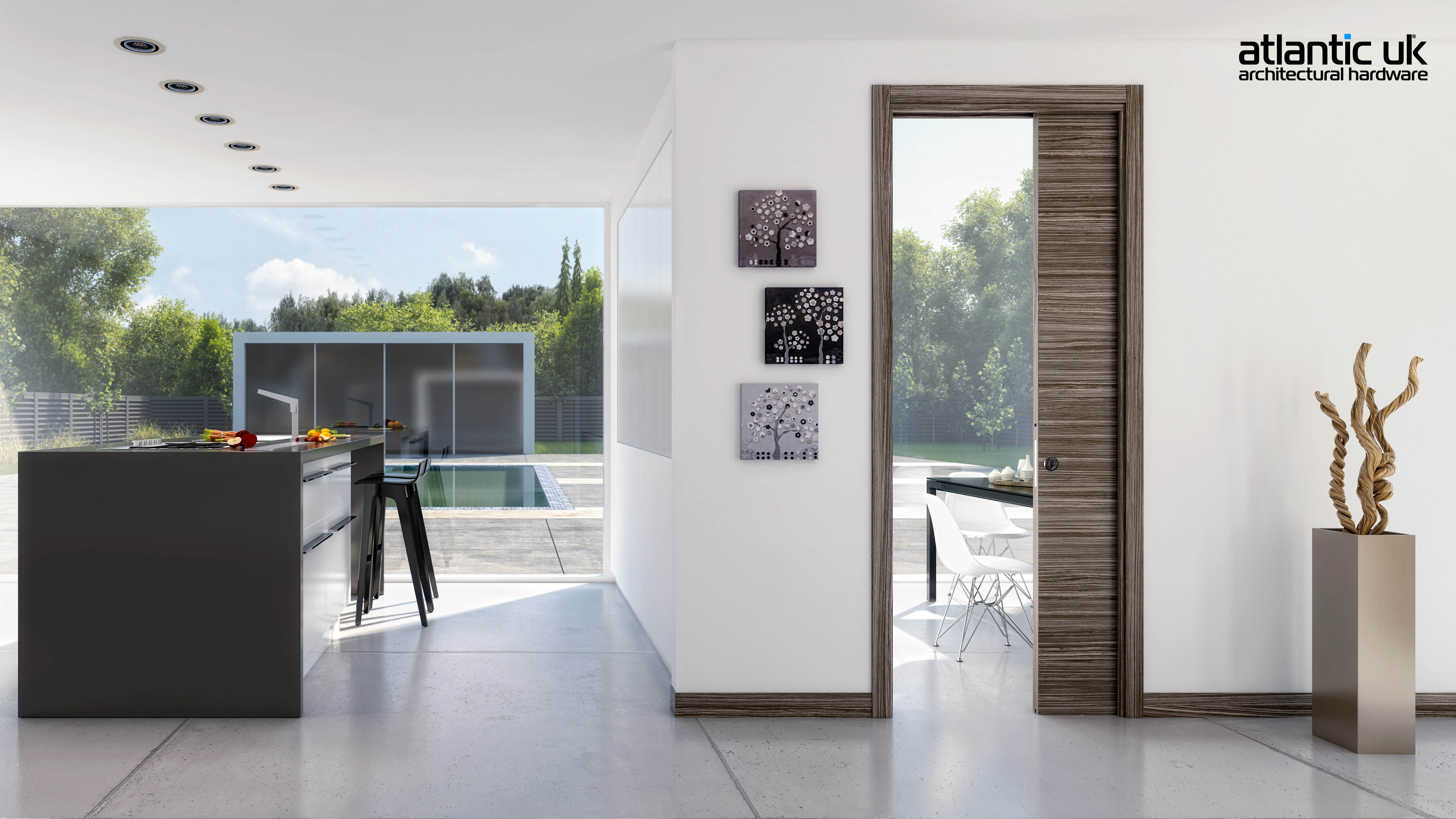 Ermetika EvoKit Pocket Door System 1026x2040 Door 100mm WT - Raw Wood