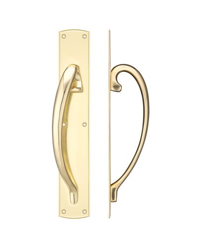 Cast brass pull handle with backplate - 457mm - left hand