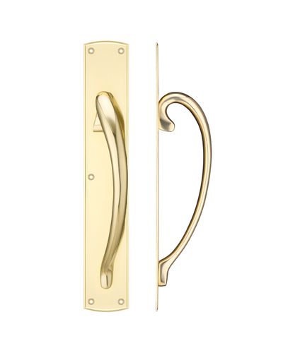 Cast brass pull handle with backplate - 457mm - right hand