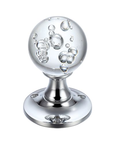 Glass Ball Mortice Knob - Bubble Clear 50mm