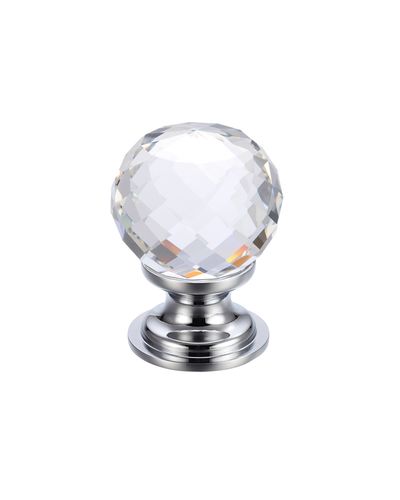 Glass Ball Cabinet Knob - Facetted 30mm