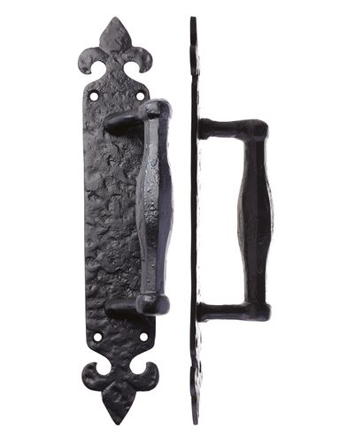 Pull Handle on Fleur De Lys Backplate - 10"