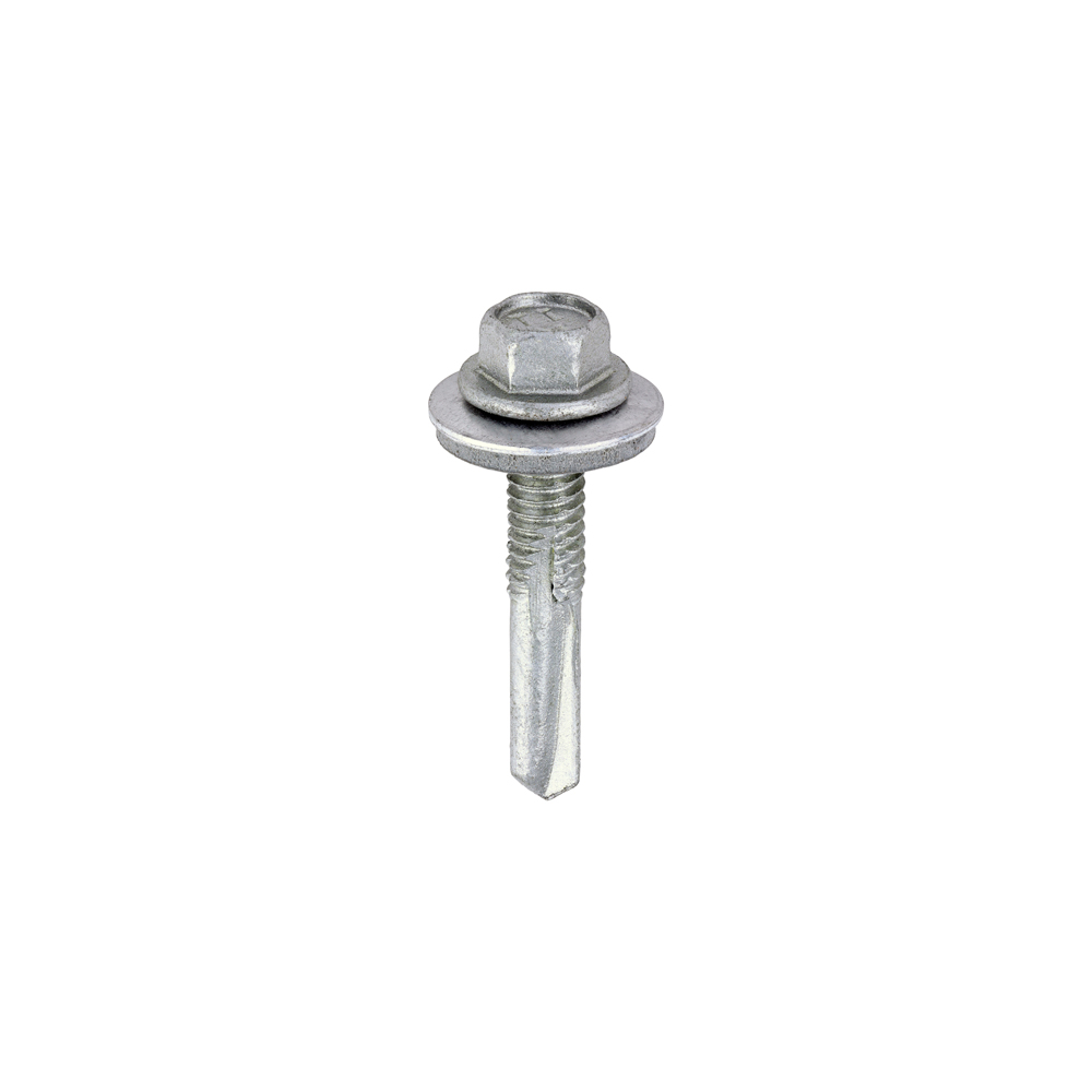 Metal Construction Heavy Section Screws - Hex - EPDM Washer - Self-Drilling - Exterior - Silver Organic - 5.5x32