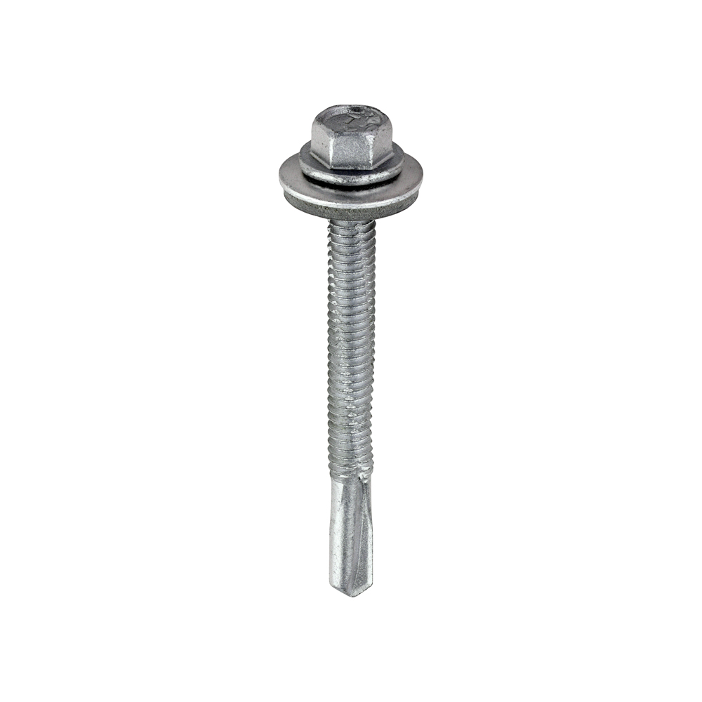 Metal Construction Heavy Section Screws - Hex - EPDM Washer - Self-Drilling - Exterior - Silver Organic - 5.5x55