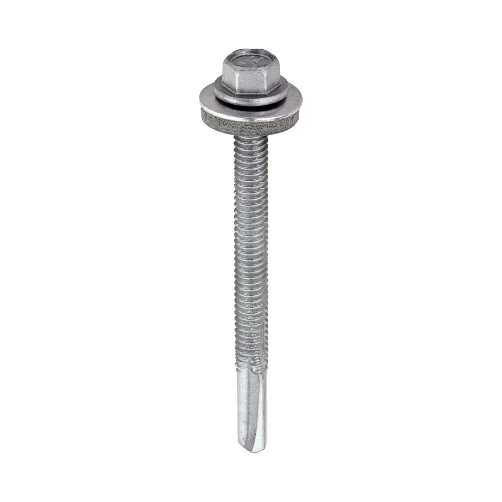 Metal Construction Heavy Section Screws - Hex - EPDM Washer - Self-Drilling - Exterior - Silver Organic - 5.5x65