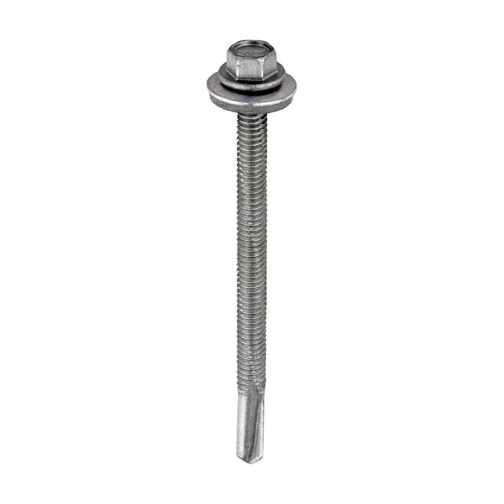 Metal Construction Heavy Section Screws - Hex - EPDM Washer - Self-Drilling - Exterior - Silver Organic - 5.5x80