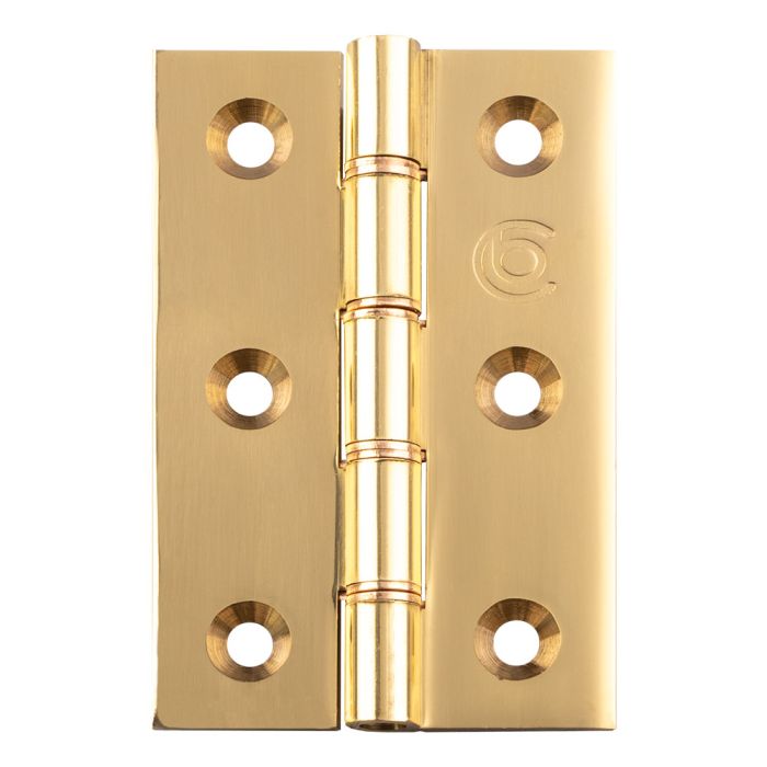 HINGE 76x51x2.5mm SOLID BRASS BUTT HINGE
PHOSPHUR BRONZE WASHER
POLISHED BRASS