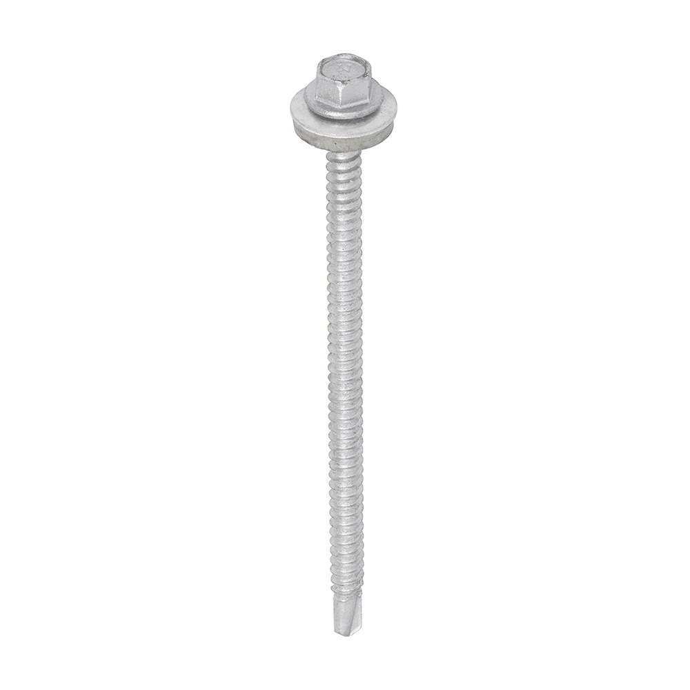 Metal Construction Light Section Screws - Hex - EPDM Washer - Self-Drilling - Exterior - Silver Organic - 5.5x100