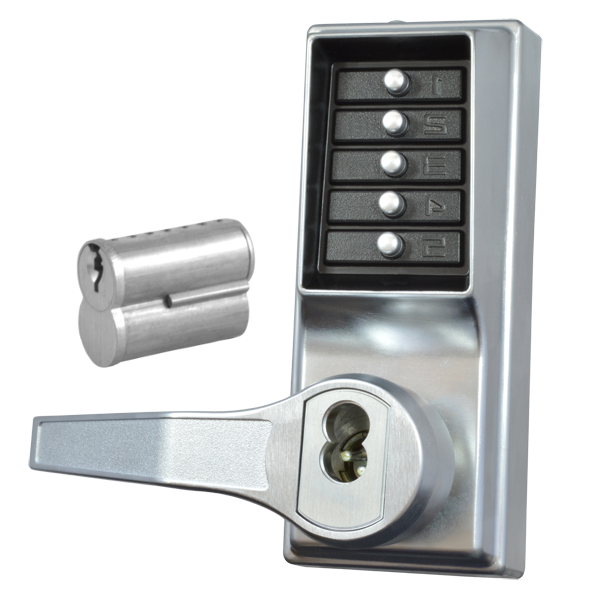 DORMAKABA LP1000 Series Front Only Digital Lock To Suit Panic Latch With Key Override - SC LH With Cylinder