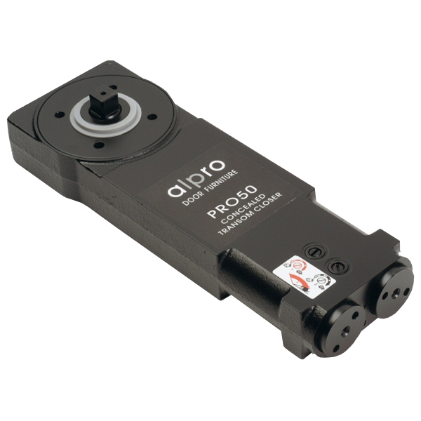 ALPRO PRO50 Medium Duty Transom Door Closer C/W Pivot & Arm (12mm Spindle) - Side Load - 90° Hold Open