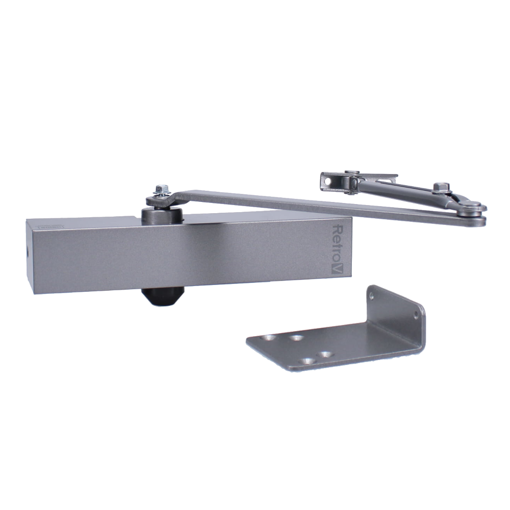 UNION RETRO V Size 3-4 Overhead Door Closer - Silver