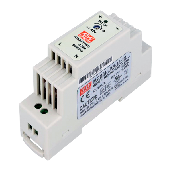 VIDEX 12V DC 1.25A DIN Power Supply - 12V DC 1.25A HDR15-12