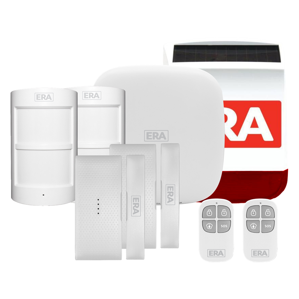 ERA HomeGuard Alarm Kit 1 - 1 Hub, 2 PIR, 2 Contact, 2 Remote, Siren