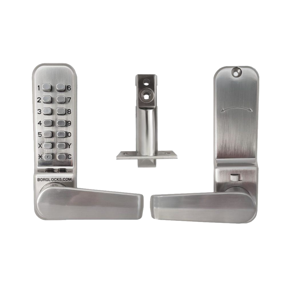 BORG LOCKS BL2401ECP Easicode Digital Lock With Optional Holdback - Satin Steel