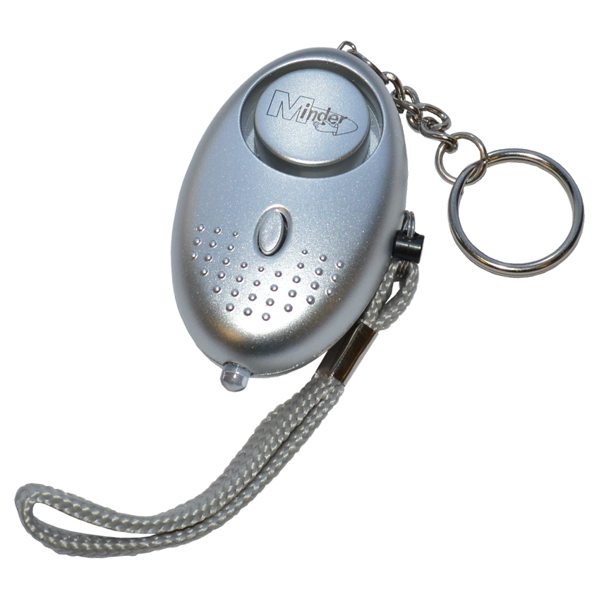 MINDER Mini Keyring Torch Personal Alarm - Silver