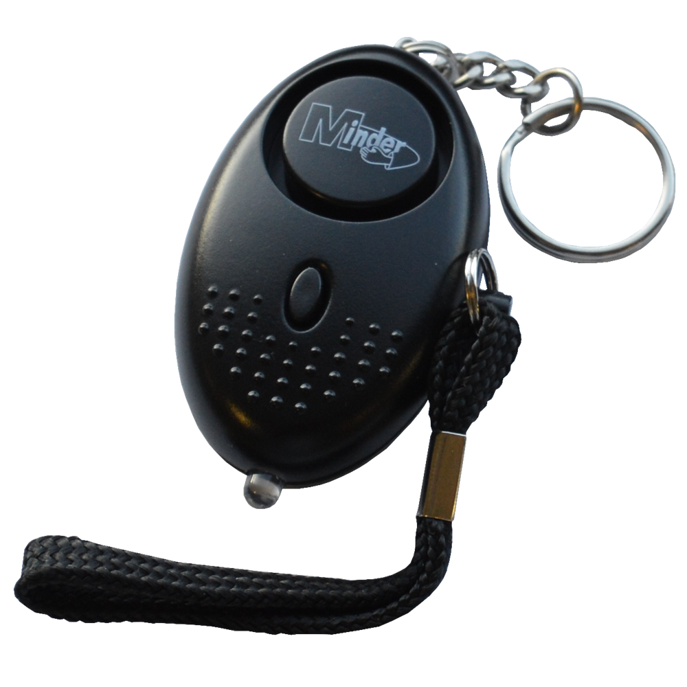 MINDER Mini Keyring Torch Personal Alarm - Black
