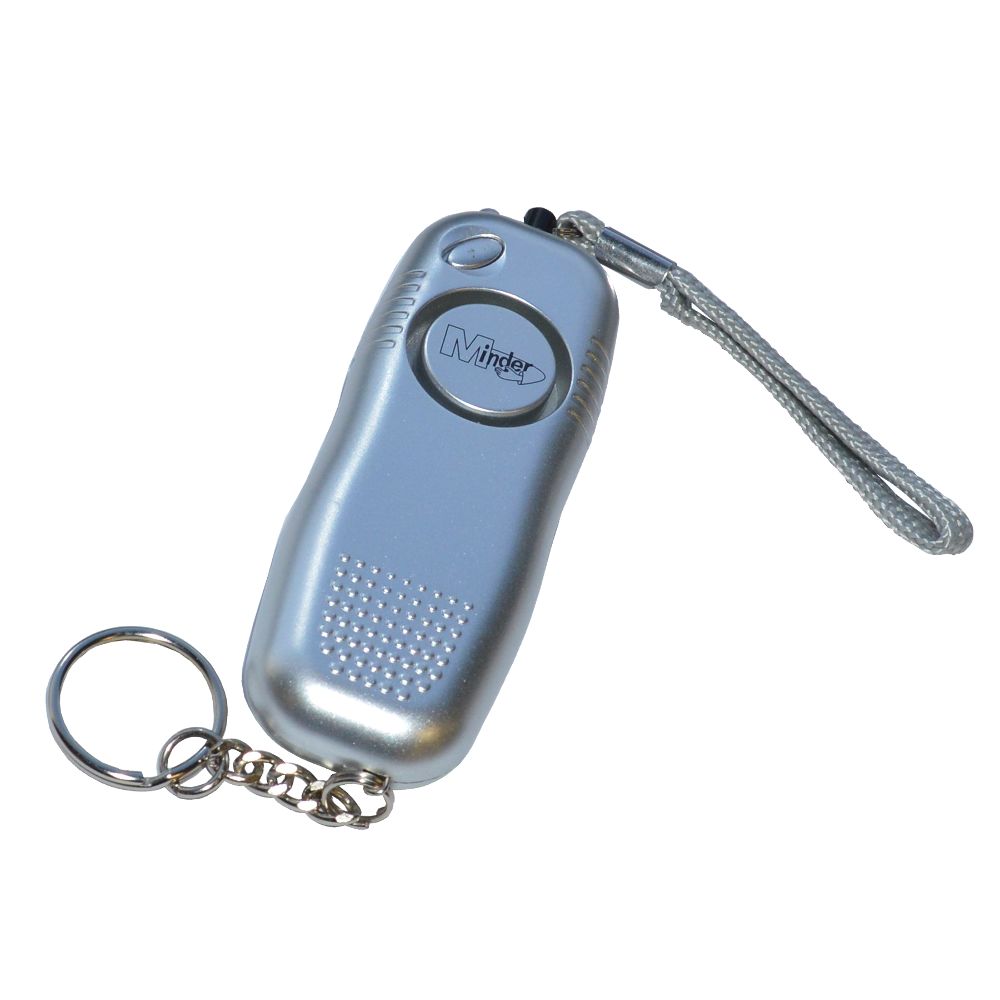 MINDER Mini Pendant Keyring Torch Personal Alarm - Silver