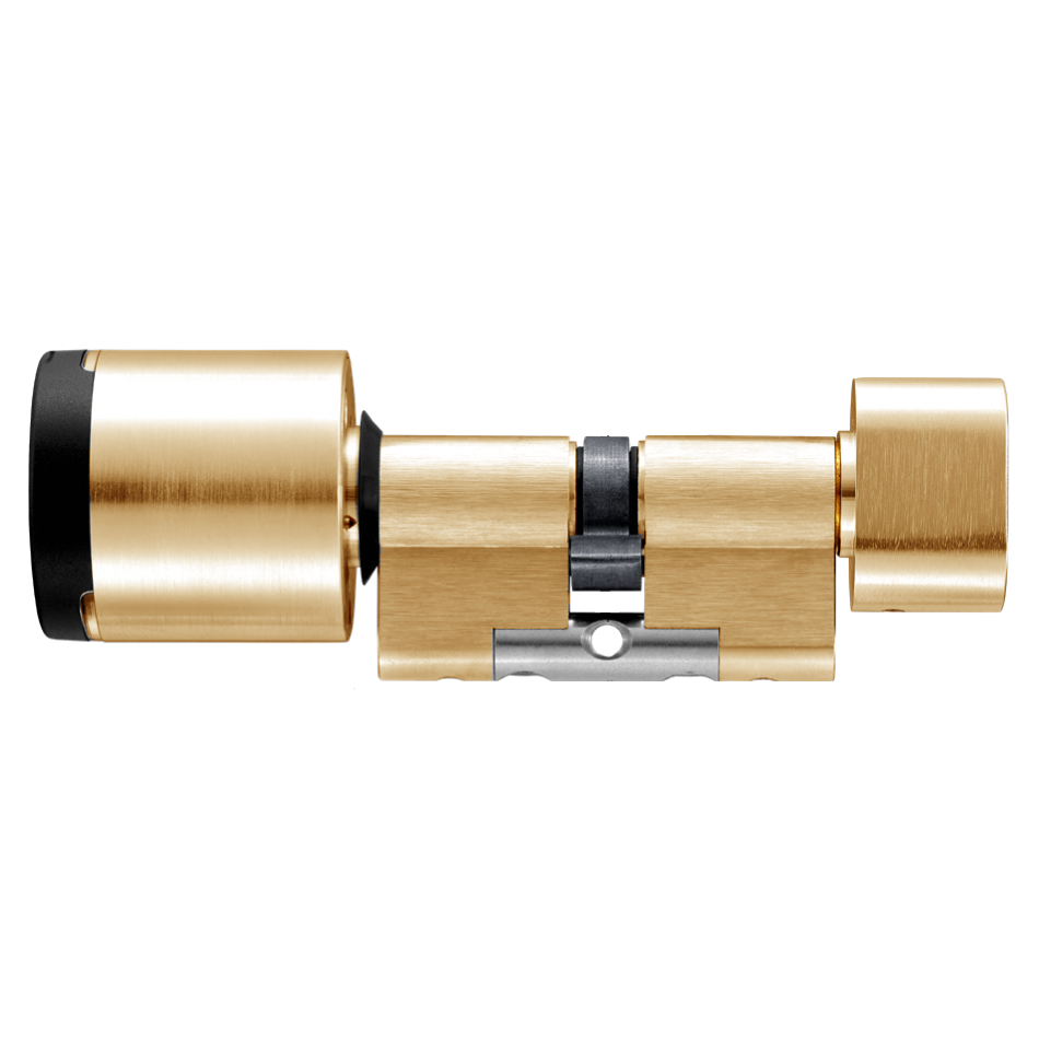 EVVA AirKey Euro Double Proximity & Turn Cylinder - Sizes 62mm to 92mm Polished Brass