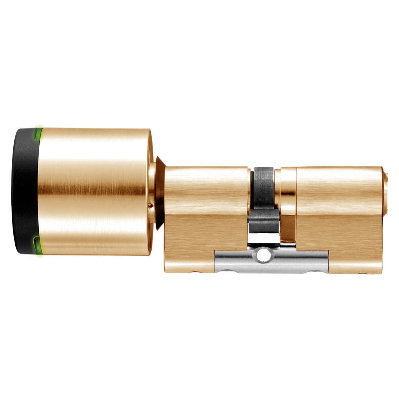 EVVA AirKey Euro Double Proximity & Key ICS Cylinder - Sizes 97mm to 122mm Polished Brass