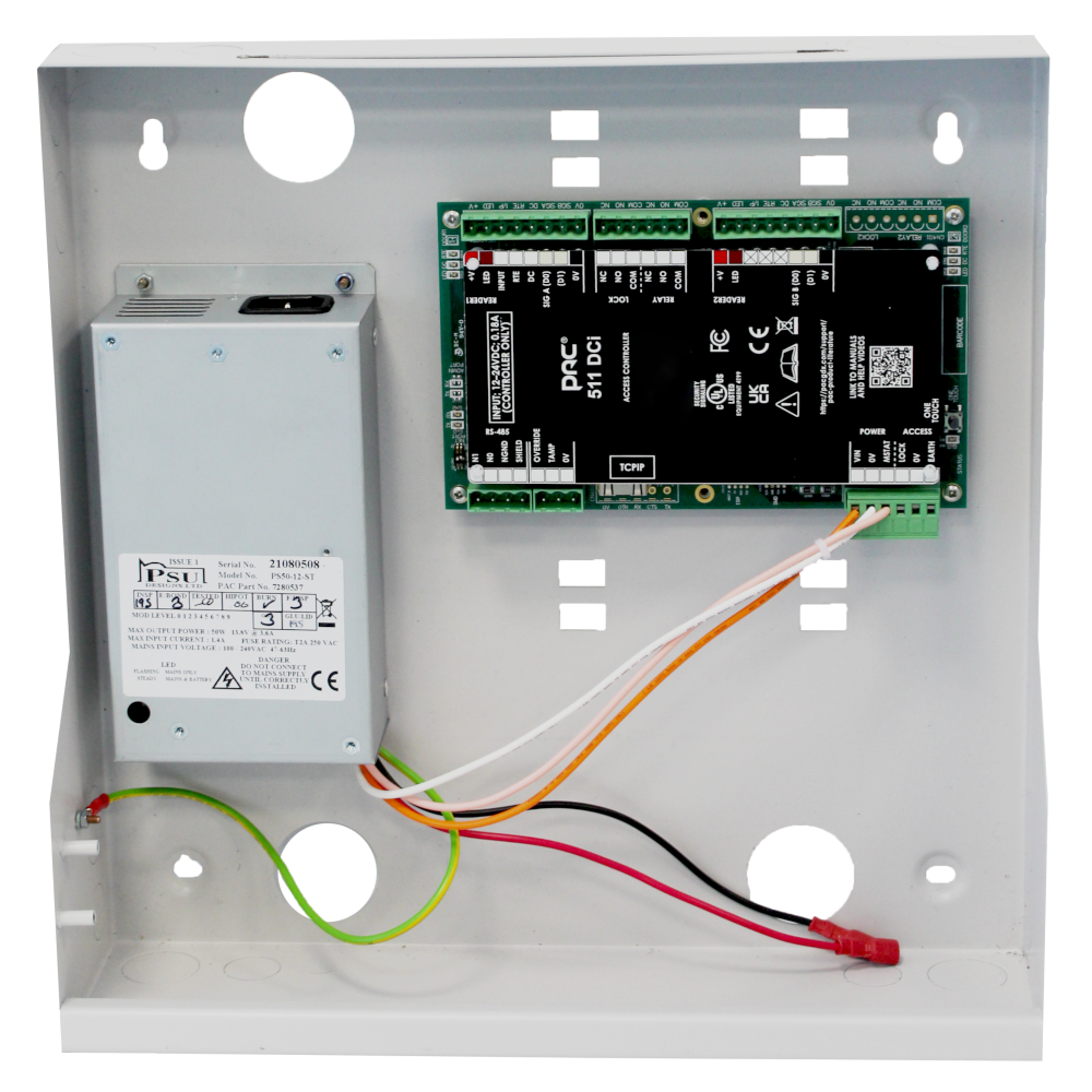 PAC 511 DCi Single Door IP Controller C/W 3.6A PSU 30511 - In Metal Cabinet